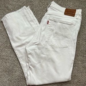 White Levi Wedgie Straight Jeans